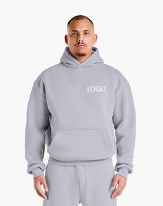 เสื้อฮู้ดดี้สีเทาอ่อนสำหรับผู้ชาย สกรีนโลโก้ได้ ผ้าหนา แขนยาว มีกระเป๋าจิงโจ้ สไตล์ลำลอง สตรีทแวร์ รับผลิตแบบ OEM ODM - Product Image 1