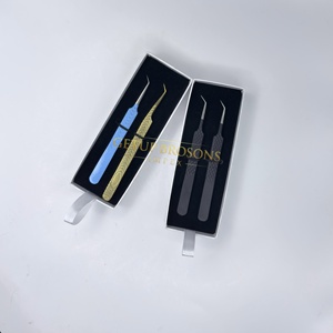 Extensiones de Pestañas de Volumen Ruso de Alta Calidad, de Acero Inoxidable, con Punta de 45 Grados en Dorado, Negro, Azul y Plateado, Antimagnéticas y de Precisión - Product Image 1