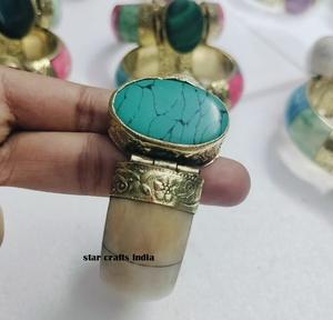 Attrayant Pierre Naturelle avec Laiton et Os Design vente chaude à la main Femme Bracelet manchette 100% Os fait Bracelet - Product Image 3