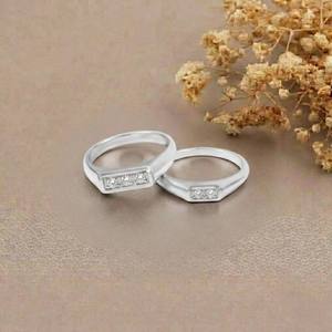 AMBER JEWELS Classic Rhodium Plated 14K Solid <b>Gold</b> IGI Certified Hiphop Wedding Band Pave <b>Set</b> Lab Grown Diamond Stones <b>Ring</b> - Product Image 3