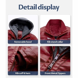 Latest Style High Quality Customized Logo High Street Stand Collar Front Logo Waterproof Winter Unisex Leather <b>Jacket</b> - Product Image 4
