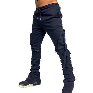 Pantalones de chándal de lana con serigrafía personalizada de alta calidad para hombre, pantalones de chándal apilados holgados de pierna ancha de nuevo diseño de lana - Product Image 3