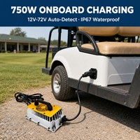 VOITATOP Chargeur de batterie embarqué 750W OBC Étanche IP67 12V-72V Détection automatique LiFePO4 pour Chariot de golf Chariot élévateur Marine Intelligent