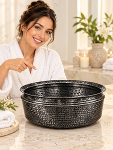 Bol de pédicure pour spa des pieds, noir brillant martelé, vente en gros, bol de pédicure fantaisie, classique, élégant, abordable, bol de pédicure en cuivre - Product Image 3
