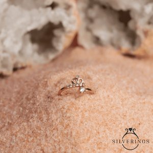 Silverings Anillo de Plata de Ley 925 de moda con circonita 'Prince My Heart', chapado en rodio, engaste de garra, religioso, para compromiso infantil - Product Image 2