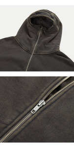 Jersey de punto de peso pesado de algodón 100% de ajuste Regular con capucha hombro caído lavado ácido Vintage otoño bordado con cuentas al por mayor - Product Image 4