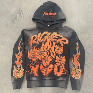 เสื้อฮู้ดพิมพ์ลายนูนสำหรับชายและหญิง, เสื้อแนวสตรีทแวร์ผ้าฝ้ายโอเวอร์ไซส์3D ลายพื้น - Product Image 1