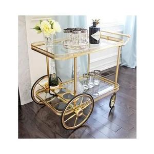 Carrito para servir alimentos con acabado plateado brillante Carrito para servir decorativo de acero inoxidable para el hogar y el hotel a precio mayorista - Product Image 6