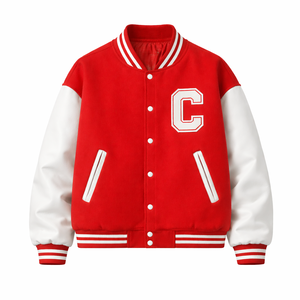 แจ็คเก็ตเบสบอลผ้าวูลเรียบแบบเรียบง่าย  รับปักอักษรตามสั่ง  แบรนด์ส่วนตัว  ขายส่ง  แจ็คเก็ตวาร์ซิตี้เปล่าสำหรับผู้ชาย  สินค้ามาใหม่ - Product Image 1