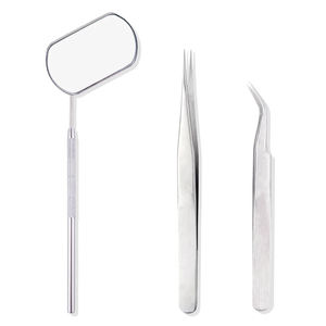 Eyelash Extension <b>Mirror</b> <b>Hand</b> <b>Held</b> Stainless Steel Tweezers And Accessories Custom Packing Silver Color - Product Image 1