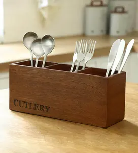 Latest Durable New Wooden <b>Cutlery</b> Holder in New Style Finished Wooden Caddy for Utensils Pot Use - Product Image 2