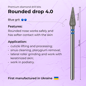 Broca de diamante para uñas con punta redonda, fórmula Profi, 4.0 mm, grano azul, más vendida - Product Image 3