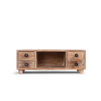 Coffre de rangement compact stéréo mini à 4 tiroirs, style japonais, en teck et laiton, solution de rangement efficace pour bijoux et montres, décoration, cadeau