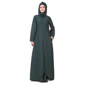 Abaya en tissu crêpe, coupe tulipe, vert foncé - Product Image 2