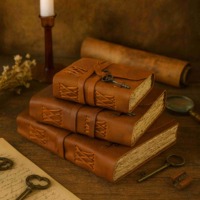 Carnet en cuir fait main avec couvertures en tissu et papier, impression et gaufrage, design en relief, livre vierge créatif, Grimoire, Cahier