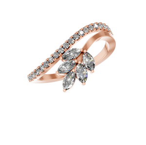 แหวนทองแท้14K สุดหรูแหวนห่อใบปลิวเพชรที่ได้รับการรับรอง IGI ของขวัญดีไซน์เครื่องประดับชั้นดีสำหรับคนสมัยใหม่ที่ยอดเยี่ยม - Product Image 1