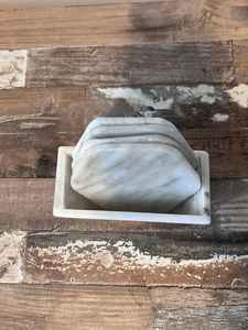 Ensemble de sous-verres en marbre blanc vintage, ensemble de sous-verres en pierre naturelle, décoration classique de table et de café - Product Image 3