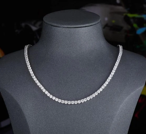 18 Inch Moissanite Tennis Chain Round Cut Iced Out <b>Necklace</b> in Silver 10K Gold Plating Yellow Gold Gift Jewelry Women - Product Image 1