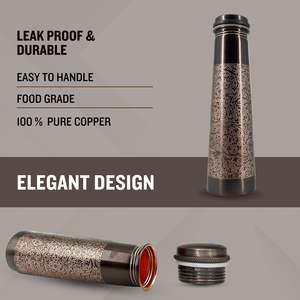 Bouteille en cuivre gravée à la main, cadeau, bouteille en cuivre gravée traditionnelle avec un ensemble de verres, bouteille d'eau en cuivre gravée - Product Image 4