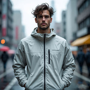 Chaqueta cortavientos impermeable con estampado para hombre, ropa de senderismo al aire libre, chaqueta cortavientos para exteriores, abrigo con estampado de lluvia para hombre - Product Image 2