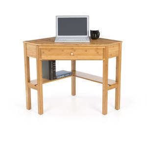 Escritorio de esquina de bambú con estante, almacenamiento portátil de mesa plegable portátil para oficina en casa y sala de estar, escritorio de ordenador de madera - Product Image 6