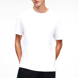 Stock bajo MOQ disponible más vendidos 100% tela de algodón 190 GSM cuello redondo media manga liso camisetas de hombre logotipo personalizado Anti-retráctil - Product Image 1