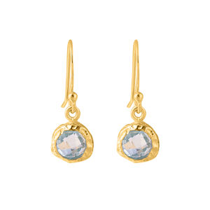 925 boucles d'oreilles en argent Sterling ronde topaze bleue pierre précieuse à la mode plaqué or pour les femmes cadeau d'anniversaire de mariage - Product Image 4