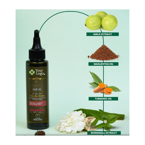 Bhringraj Eclipta Alba Aceite Capilar con Aceite de Coco y Ricino 110ml para el Crecimiento y Fuerza del Cabello Etiqueta Privada - Product Image 1