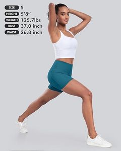 Women Biker Yoga Shorts with Pockets High Waisted <b>Tummy</b> <b>Control</b> Spandex Workout Athletic Gym - Product Image 6