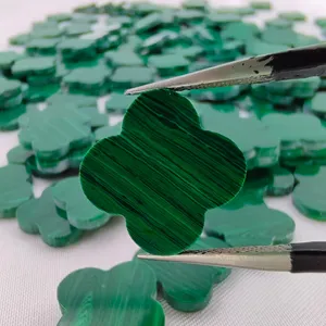 Wholesale Natural Malachite 4-Leaf Shape Loose Gemstones Stone For Jewellery Making 6x6 To 20x20