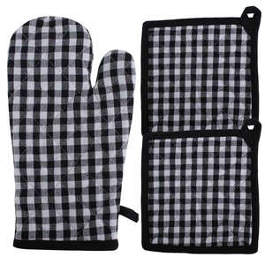 100% Cotton <b>Oven</b> Mitts with Silicone Strip Green Pot Holders for Cooking Microwave Baking Home Food Protection for Restaurants - Product Image 2