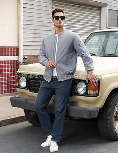 Chaqueta de bombardero con cremallera de satén con estilo para hombre, bordado personalizable, servicio OEM, ropa de calle informal para Otoño/Invierno, abrigos, prendas de vestir para - Product Image 4