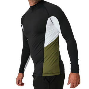Color sólido y patrón Hombres Rash Guard/Manga completa Logotipo bordado personalizado Hombres Rash Guard para la venta - Product Image 4