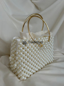 <b>Pearl</b> <b>Clutch</b> for Diwali Gifts Elegant Handmade Fashion Purse Chains Straps Beading Waterproof for Women Festive Gifting Tradebyd - Product Image 2