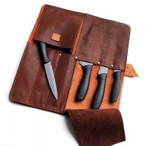 Nouvel arrivage Meilleure vente Sacs à rouleaux de couteaux en cuir véritable de couleur unie personnalisés avec logo propre et étiquette personnalisée Sacs à outils de soutien OEM - Product Image 6