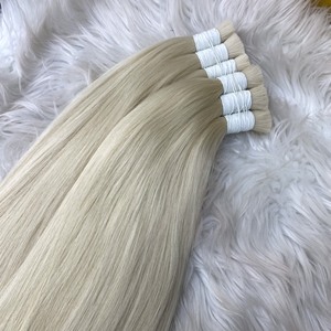 VIP <b>Hair</b> Bulk 100% Raw Virgin <b>Hair</b> With Top Quality White Blonde Color Natural Straight <b>Hair</b> Extensions - Product Image 3