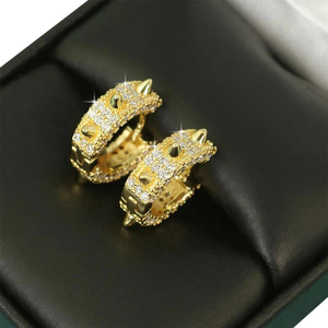 Boucles d'oreilles créoles en diamant naturel en argent sterling 925 pour femmes de qualité supérieure Design attrayant Boucles d'oreilles fines Vente chaude Bijoux de mode - Product Image 5