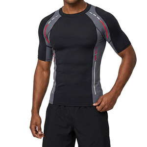 Custom <b>Mens</b> Short Sleeve MMA Rash Guard Quick Dry Breathable Athletic <b>Compression</b> <b>Shirt</b> for BJJ Surfing Gym Training - Product Image 4