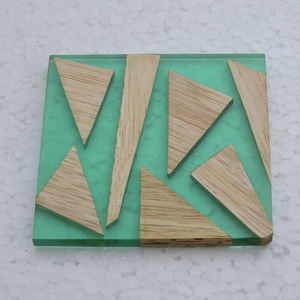 Most Selling Top Quality Customize Square Round <b>Epoxy</b> Resin Wood Coaster With Holder Set Available in Custom Design From India - Product Image 6