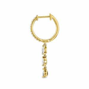 Boucles d'Oreilles Pendantes en Diamant Poire et Coupe Ronde - Product Image 3