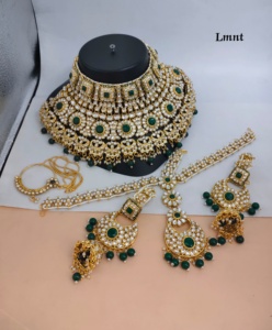 TRADITIONAL & FANCY ANTIQUE DESIGNER BRIDAL <b>JEWELLERY</b> GOLD PLATED and CZ ZIRCON BRIDAL WEDDING NECKLACE <b>SET</b> and FORWOMEN & <b>GIRL</b> - Product Image 1