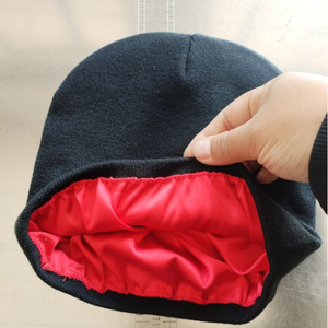 Wholesale Winter Beanie Warm <b>Hat</b> Jacquard Knitted <b>Hats</b> Silk <b>Lined</b> Beanie With <b>Satin</b> Lining - Product Image 4
