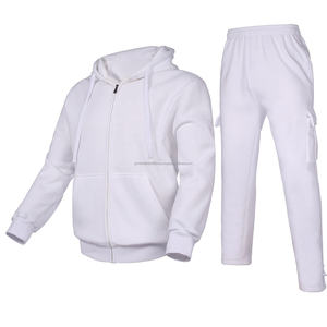 Ensemble de survêtement pour homme avec sweat à capuche à double fermeture éclair personnalisé 350 g/m², pantalon de survêtement en strass Freece, 2 pièces, mode streetwear pour homme, taille plus - Product Image 1