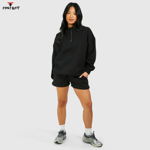 Nouveau modèle de pull Winters 100% coton col roulé fermeture éclair sweat court pour femme logo personnalisé pull sweat pour femme - Product Image 5