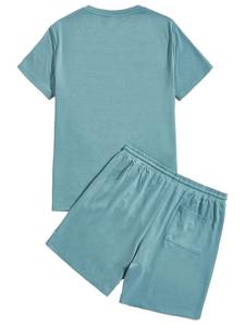 ชุดวอร์มสองชิ้นสำหรับผู้ชายเสื้อยืดและกางเกงขาสั้นวิ่งจ๊อกกิ้งสไตล์ไฮสตรีทสำหรับฤดูร้อนโลโก้ตามสั่ง - Product Image 2