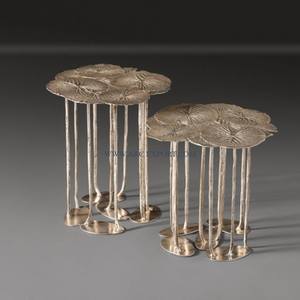 Modern Vintage Designer Side <b>Table</b> with Leaf Shape White <b>Marble</b> Top and Antique Finish Top Selling Home Dining Room Furniture - Product Image 6