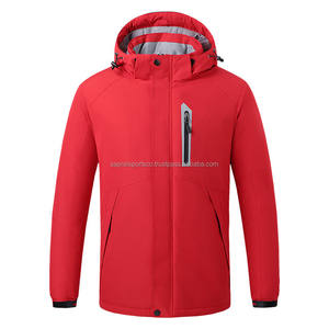 Abrigo de invierno personalizado para hombre Parka Softshell fina impermeable de talla grande con cuello levantado y logotipo en la parte delantera - Product Image 4