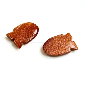 Pierres précieuses en forme de poisson en pierre de soleil brillante, pierres de soleil, perles en vrac pour la fabrication de bijoux, breloques sculptées à la main, 30 mm, en provenance d'Inde - Product Image 5