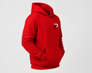 Sweat à capuche unisexe d'hiver en polaire rouge respirant, style urbain basique, avec imprimé dessin animé et poche, couleur audacieuse, coupe intemporelle, idéal à associer avec des jeans et des joggers - Product Image 3
