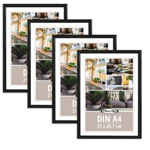 ชุดกรอบรูปพลาสติกสีดำขนาด A4 จำนวน 4 ชิ้น ขนาด 21x29.7 ซม. กรอบรูปสองด้านสำหรับใส่ของขวัญ ทำจากวัสดุไม้และเหล็ก - Product Image 1